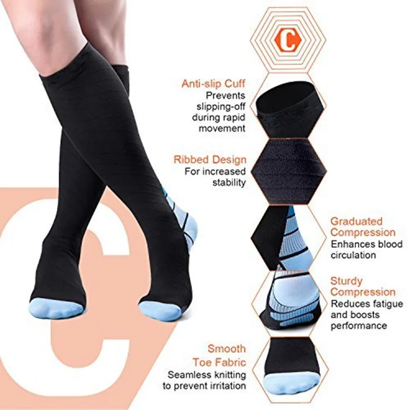 High Quality Professional Compression Socks for Men & Women Running Nurses Shin Splints Flight Travel Anti-Friction Sport Socks