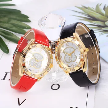 

relogio feminino New Fashion Brand Luxury Bear Watch Women's Casual Leather Belt Quartz Wristwatch kobiet zegarka Montres Reloj