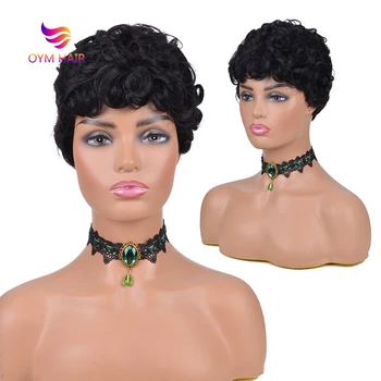

OYM Pixie Cut Wig Short Curly Human Hair Wigs For Black Women Bob Wig 150% Brazilian Remy Human Hair Wig