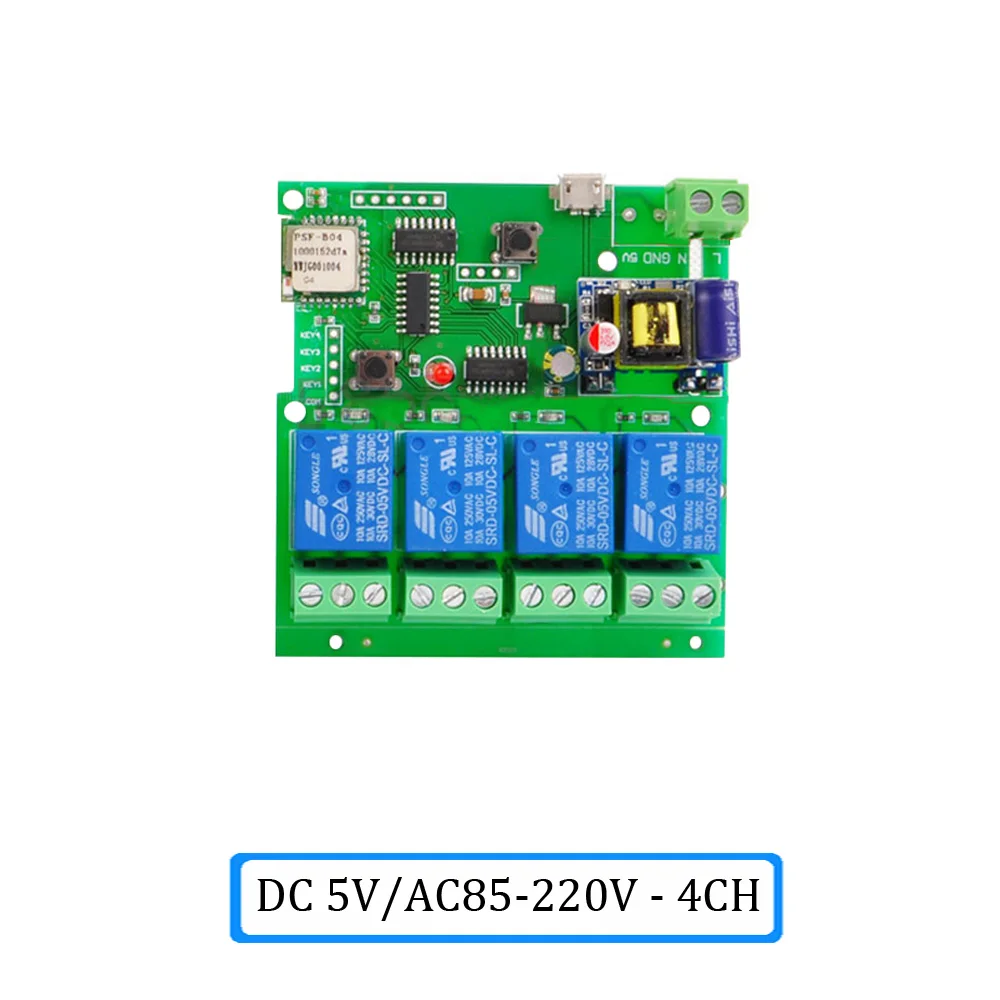 4CH DC5V AC85-220V Смарт-модуль дистанционного управления eWeLink 4CH DC5V 12 в 32 В 220 В Jog Inching самоблокирующийся радиочастотный приемник 10A реле wifi беспроводной переключатель - Комплект: 4CH DC5V AC85-220V