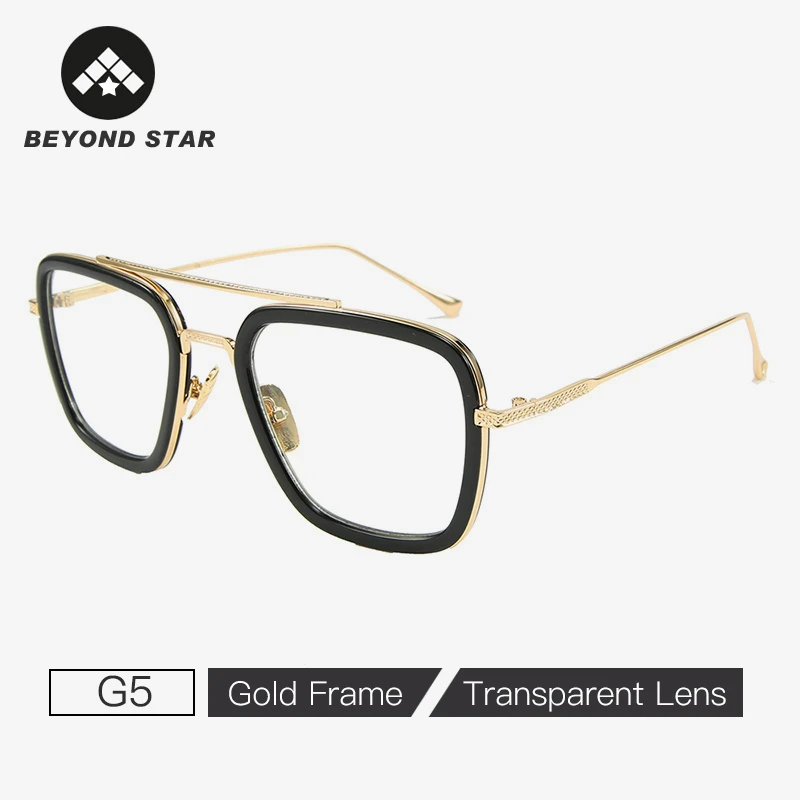 G5 Transparent Вдали от дома фильм 9 цветов Tony Stark солнцезащитные очки для мужчин дизайн железный человек Квадратные Солнцезащитные очки Ретро женщин люксовый бренд G743 - Цвет линз: G5 Transparent