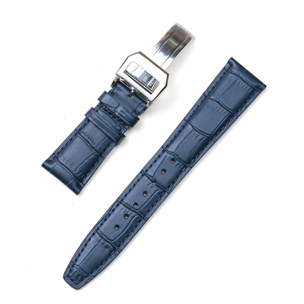 Pesno Genuíno Couro da Pele de Bezerro Preto Marrom Azul Escuro Relógio Banda Masculino Relógio Acessórios 20 mm 22 mm Compatível para Iwc Português - Image 6