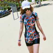Дышащий женский купальник Rashguard плавательный костюм из двух предметов футболка с короткими рукавами шорты мягкий большой размер купальники Rashguard