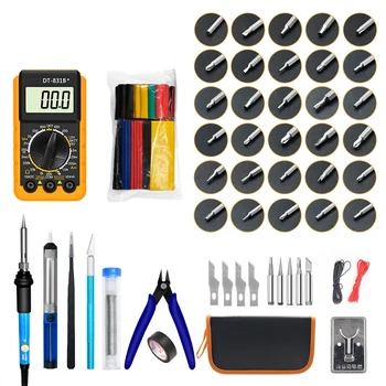 

379Pcs Soldering Iron Kit with Digital Multimeter Electronic Soldering Burning Pyrography Pen Tools Best for Soldering Electric