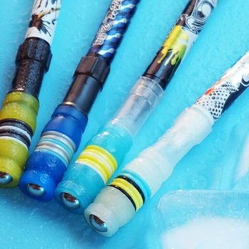 

2PCS Non Slip Coated Spin Rolling Pen Cool Spinning Pen Rotating Gaming Ballpoint Pen Blue Ink Refill Matting Finger Playing Pen
