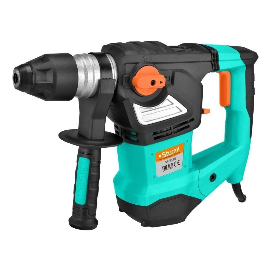 Перфоратор электрический Sturm! RH2518 (Мощность 1850 Вт, 4400 уд/мин, сверление/сверление с ударом/долбление, число оборотов 0-750 об/мин)