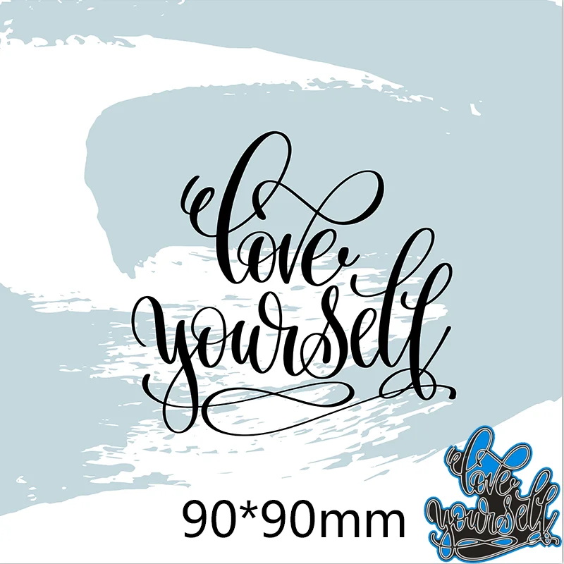 

90*90mm Love yourself letters branches Stencil DIY Scrapbooking Photo Album Embossing Decorative Paper Card Craft