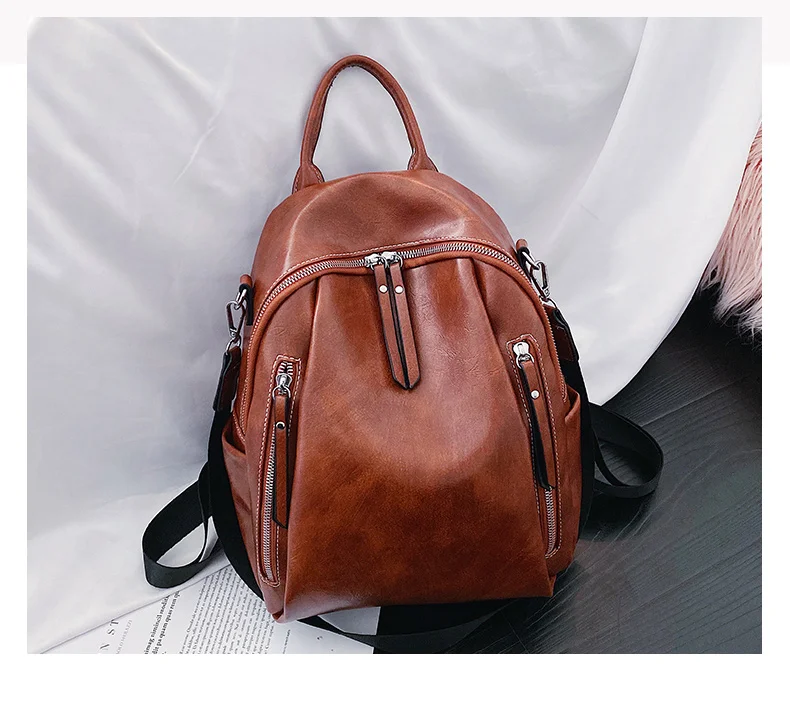 Классический кожаный рюкзак для женщин большой емкости Рюкзаки Дорожные сумки для студентов колледжа школьная сумка на плечо Винтаж Rugzak XA586H