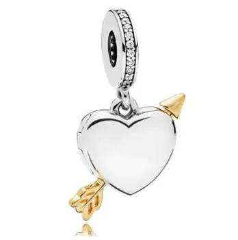 

Genuine 925 Sterling Silver Charm Shine Arrow Of Love Heart With Crystal Pendant Beads Fit Pandora Bracelet & Necklace Jewelry
