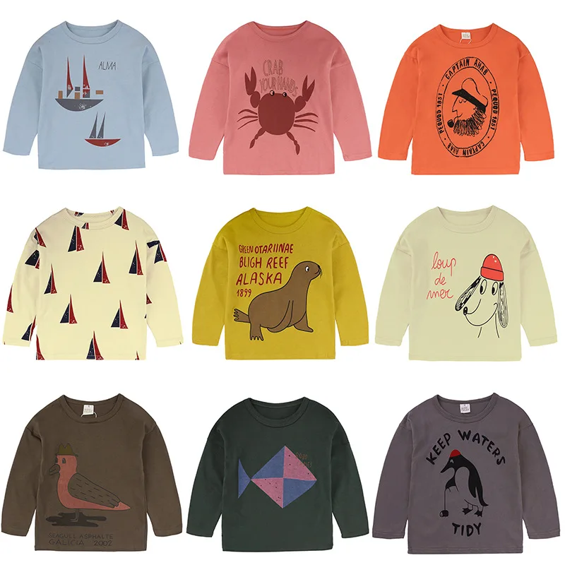 

Top T Shirt For Boy Animal Printing Children Boys T Shirt Autumn Kids Tshirt Cotton Girls Long Sleeve Tops Cartoon Toddler Shirt