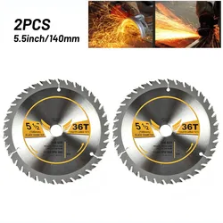 Lame de scie électrique 36T 5.5 "140mm, 2 pièces, disque de coupe, lame de scie circulaire, pour meuleuse d'angle, coupe du bois, outil pour le travail du bois 