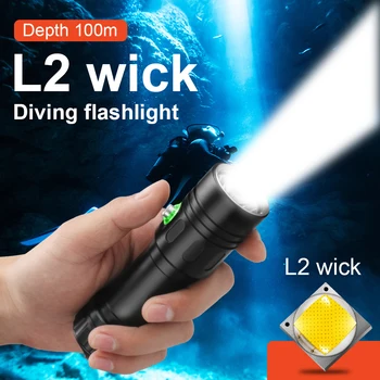 

100m spotlight hunting underwater lamp waterproof flashlights led for torch diving flashlight xm l2 26650 rechargeable battery