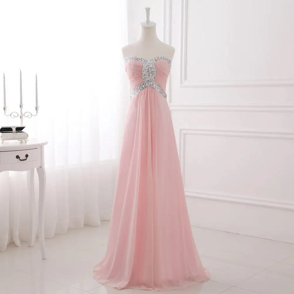 

DD JYOY Cheap Chiffon Evening Dress Long 2019 Elegant Long Formal Dress Evening Gown Party Sequined Beaded Lace Up Back