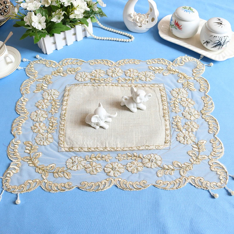 Многоцветный European Classical Fashion Cotton Lace Embroidered Trim Beautiful Placemat Coaster Coffee Table Mat Christmas Wedding Decoration - Цвет: Многоцветный