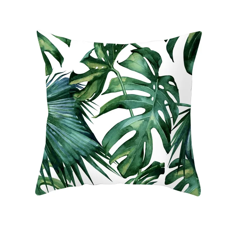 Summer Tropical Plants Pillow Case Green Leaves Decorative Pillowcases Summer Green Leaves Throw Pillow Case Cover Pillowcase 3