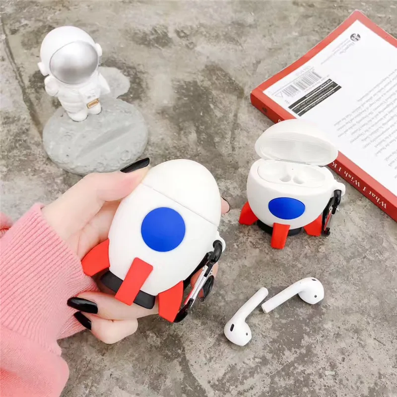 

For AirPod 2 Case 3D Astronaut Rocket Cartoon Soft Silicone Wireless Earphone Cases For Apple Airpods Case Cute Cover Funda