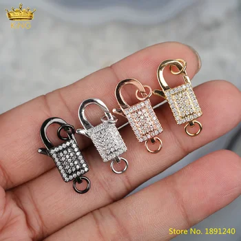 

5pcs CZ Micro Paved Oval Shape Open Lobster Clasps Pendant Findings,Ziron Lock Carabiner Clasps For Fashion Jewerly DIY Making