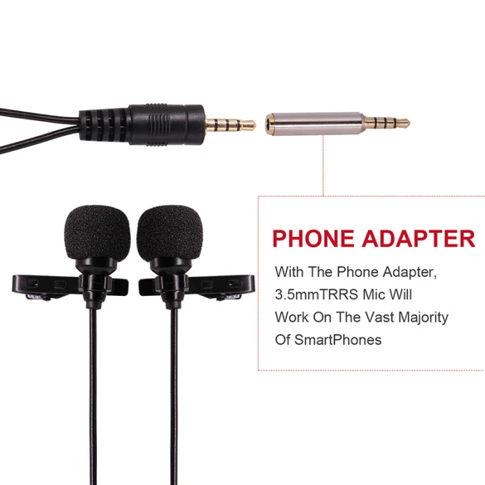Двухголовый микрофон петличный конденсаторный аудио запись Микрофон для телефона Canon Nikon sony DSLR рекордер VH99