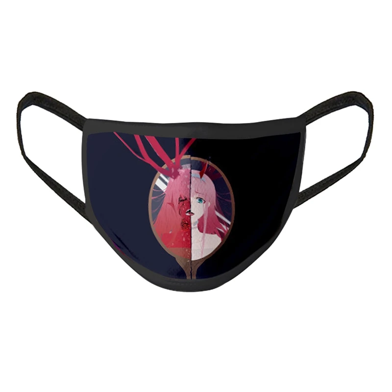 

New Anime DARLING in The FRANXX Dustproof and Anti-fog Printed Ice Silk Wash Masks Water-resistant and Reusable