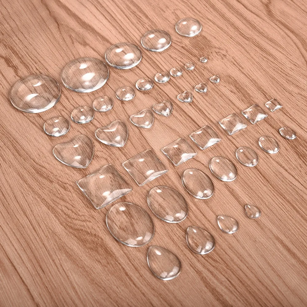 Круглые прозрачные кабошоны овальные квадратные сердца с плоской задней частью прозрачное стекло для ювелирных изделий ручной работы