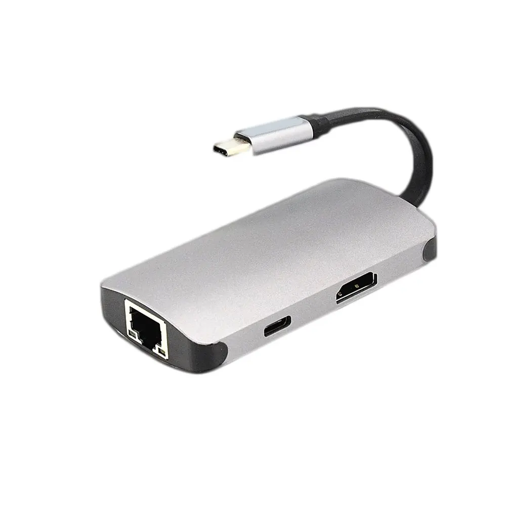 Концентратор USB Type C адаптер конвертер с 2 портами USB 3,0, 1 USB-C PD зарядный порт и 1 RJ45 1000 Мбит/с гигабитный Ethernet сетевой порт