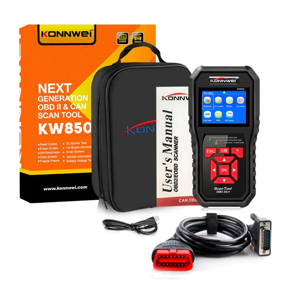 KONNWEI KW850 0BDII Автоматический Код R eader автомобильный двигатель диагностический инструмент полный 0BD 2 функции сканер лучше th an AL519 AD410 AD510 - Цвет: black
