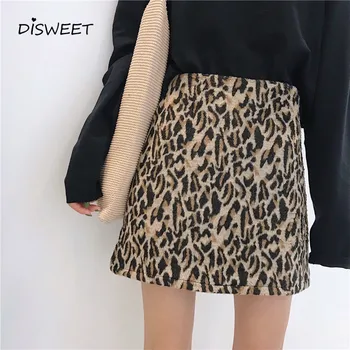 

Fashion Woolen Leopard Print Skirt Woman Simple High Waist Slim Mini Skirt Ladies Casual Loose Summer Women's Skirt 2020