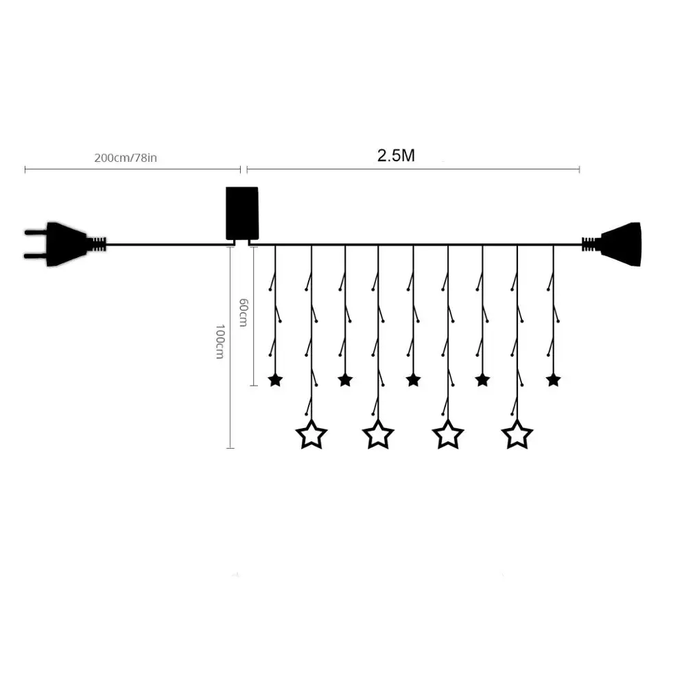 Праздничный светодиодный гирлянда-сосулька, Рождественское украшение, украшение на день рождения, сказочное освещение, занавеска, домашний декор, светодиодный светильник, адаптер ЕС - Испускаемый цвет: 2.5M satr string