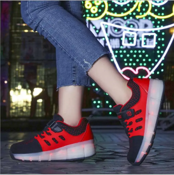 color 14 Heelies usb зарядка светодиодный светильник кроссовки с одним колесом мальчик девочка роликовые коньки повседневная обувь с роликом - Цвет: color 14