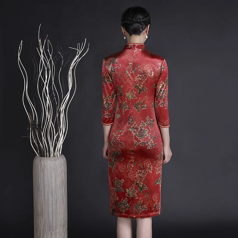 Китайское традиционное платье Элегантное Qipao Vestidos Размер M-4XL велюровое платье до колена Cheongsam
