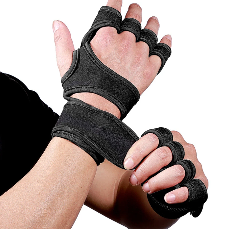 Gym Fitness Gloves Hand Palm Protector with Wrist Wrap Support Crossfit Workout Bodybuilding Power Weight Lifting (16)