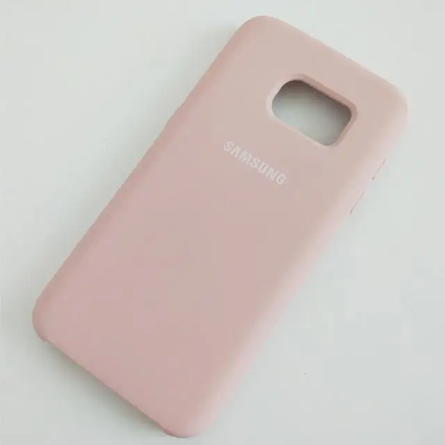 Чехол для samsung Galaxy S7 G930F, жидкий силиконовый защитный чехол, задняя крышка для телефона, защитный чехол с логотипом и боковой кнопкой - Цвет: Розовый