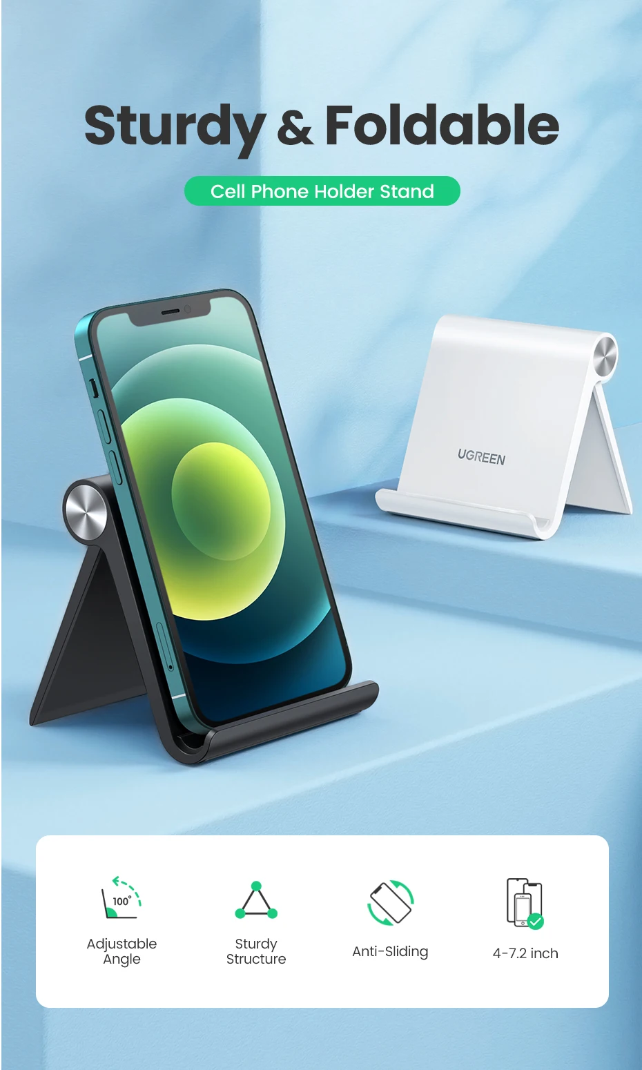 UGREEN Phone Holder Stand Moblie Phone Support For iPhone 13 12 Xiaomi Samsung Huawei Tablet Holder Desk Cell Phone Holder Stand wireless charging stand for iphone and apple watch