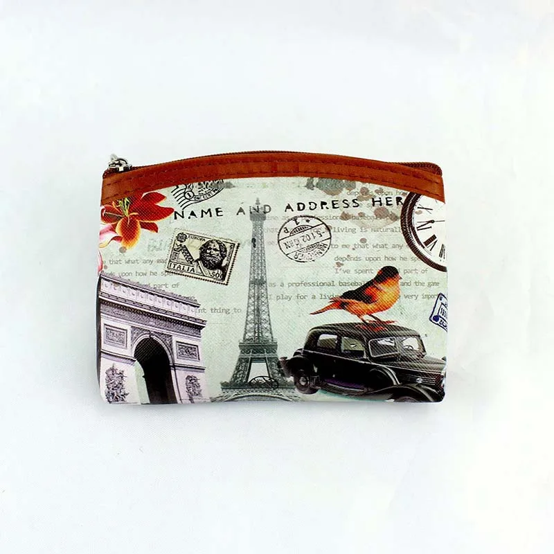 Vintage Eiffel Tower Coin purses Girl Big Ben change purse Women zipper coin bag Lady zero wallet Female Kids's pouch