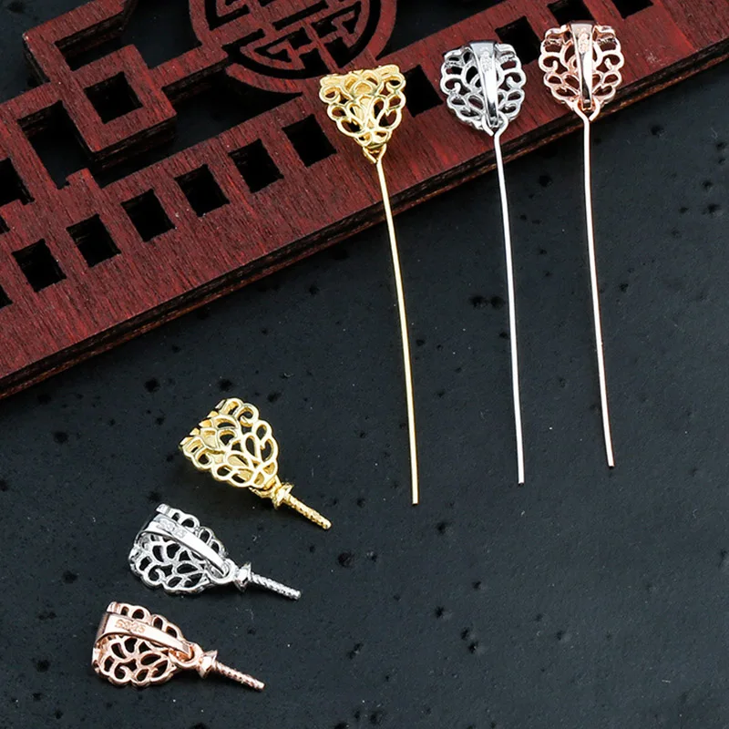 

925 Sterling Silver Classic Hollow Leaf Head Pendant Clasps Women Men Gem Stone Cap Connector Buckle DIY Fine Jewelry Findings