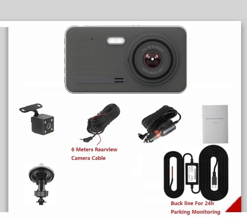Видеорегистратор CarDvr 4,0 InchNight Vision DashCam с камерой заднего вида Full HD 1080P двойной объектив видео рекордер Авто регистраторы Автомобильный видеорегистратор - Название цвета: JL19-6M RCC-BL