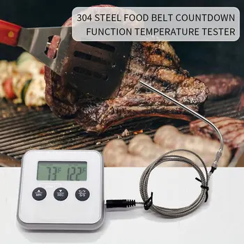 

Digital BBQ Thermometer, Meat Thermometer, Oven Thermometer with Timer and Stainless Steel Probe, Kitchen Cooking Thermometer