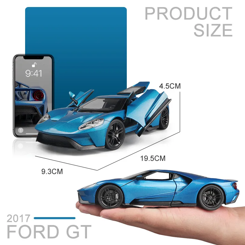 Модель автомобиля Welly 1:24 2017 Ford GT из сплава литой игрушечный автомобиль коллекция