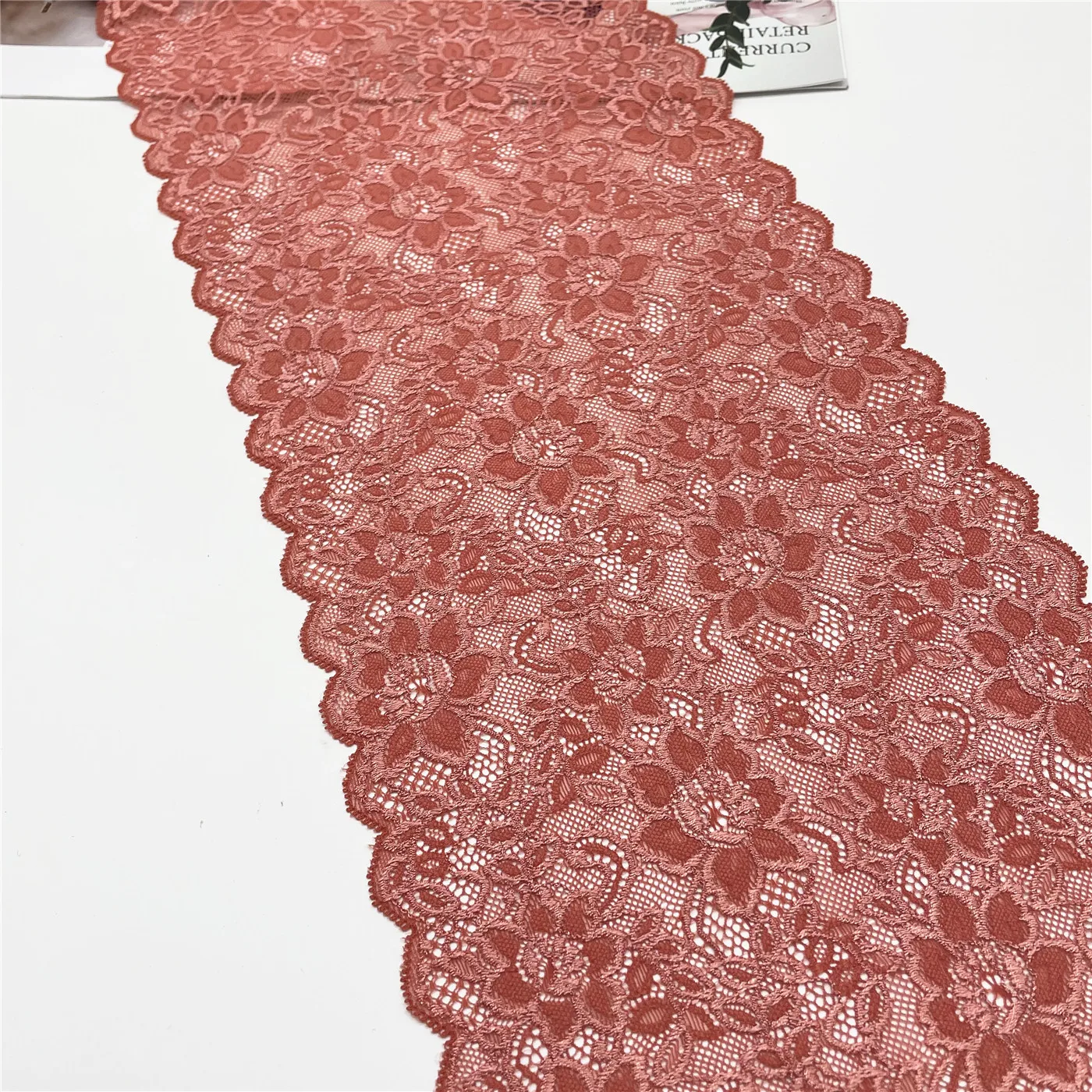 3M/Lot Width 9 inch 23cm Dark Grey Floral Stretch Lace Trim 4