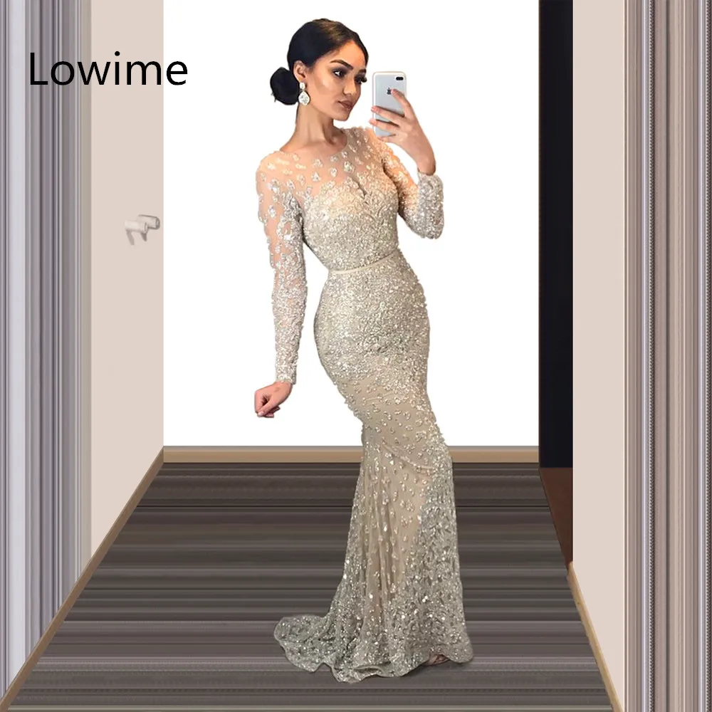 ^Cheap Midden-oosten Lange Formele Prom Dresses 2019 Mermaid Sheer Hals Arabisch Avondjurk Kaftan вечернее платье abiye gece elbisesi