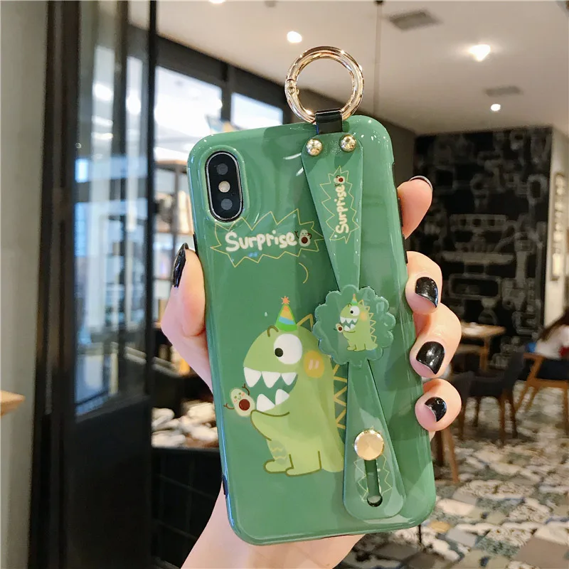 Роскошные милые чехлы с изображением динозавра авокадо для huawei P20 P30 Mate20 Pro, держатель с ремешком на запястье и подставкой, мягкий чехол для Honor 20 Nova 3 3i 4 5 - Цвет: 1