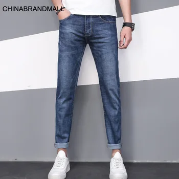 

Xbl325 # Summer 2020 Thin Section Elastic Force Waist Head Printing Simple Blue Feet Jeans 28-38