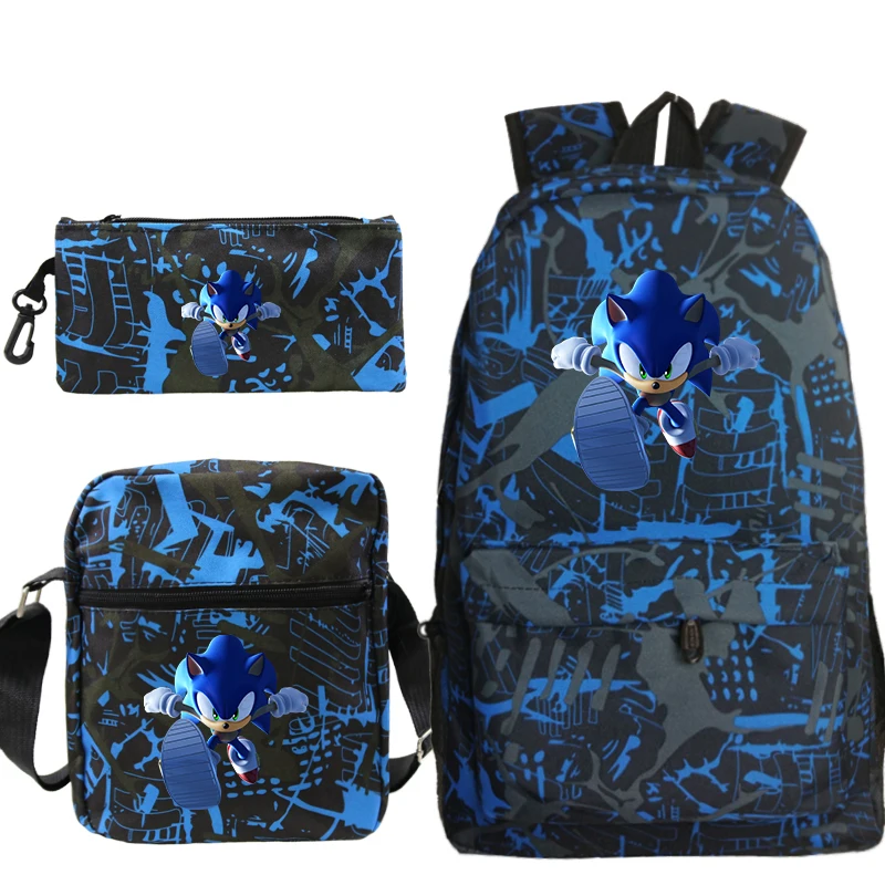 Sonic зубная щётка Mochilas героя из мультфильма для мальчиков и девочек, школьные рюкзаки, сумки для путешествий Bolsa Escolar с Crossbody сумка пеналы для ручек - Цвет: 3