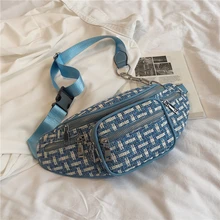 Burminsa Осенняя шерстяная сумка, нагрудные сумки для женщин, тканые многокарманные поясные сумки для телефона, сумки-мессенджеры, синий, зеленый, черный, бежевый