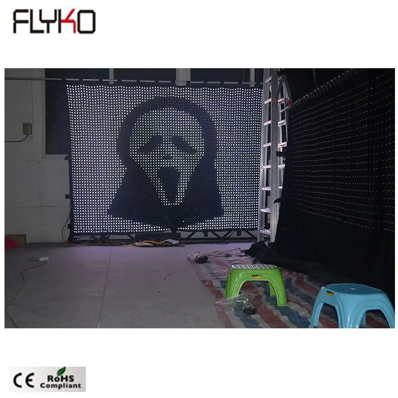 Free shipping amazing visual effect led video curtain cloth fabric P35mm 2x3m for Halloween party decoration