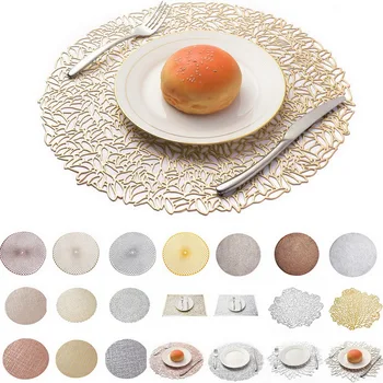 

Round PVC Placemat Kitchen Dining Table Mats Steak Pad Anti-scalding Insulation Pads INS Nordic Hotel Restaurant Home Decor