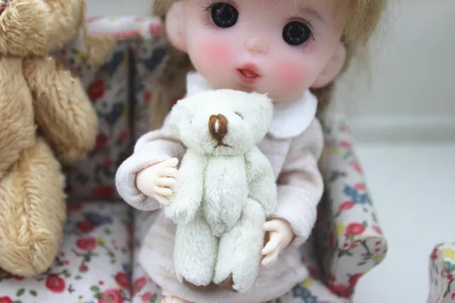 1 pcs white 1:12 Кукольный домик Миниатюрный Мини Пушистый Плюшевый медведь игрушка подходит для леса животных Семья коллекционный подарок - Цвет: 1 pcs white