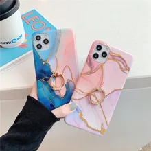 INS Irregular Glitter Gold Marble Ring Hoder Case For iPhone 11 Pro XS MAX XR X 7 8 Plus SE 2020 Blue Pink Soft TPU Phone Case glitter marble