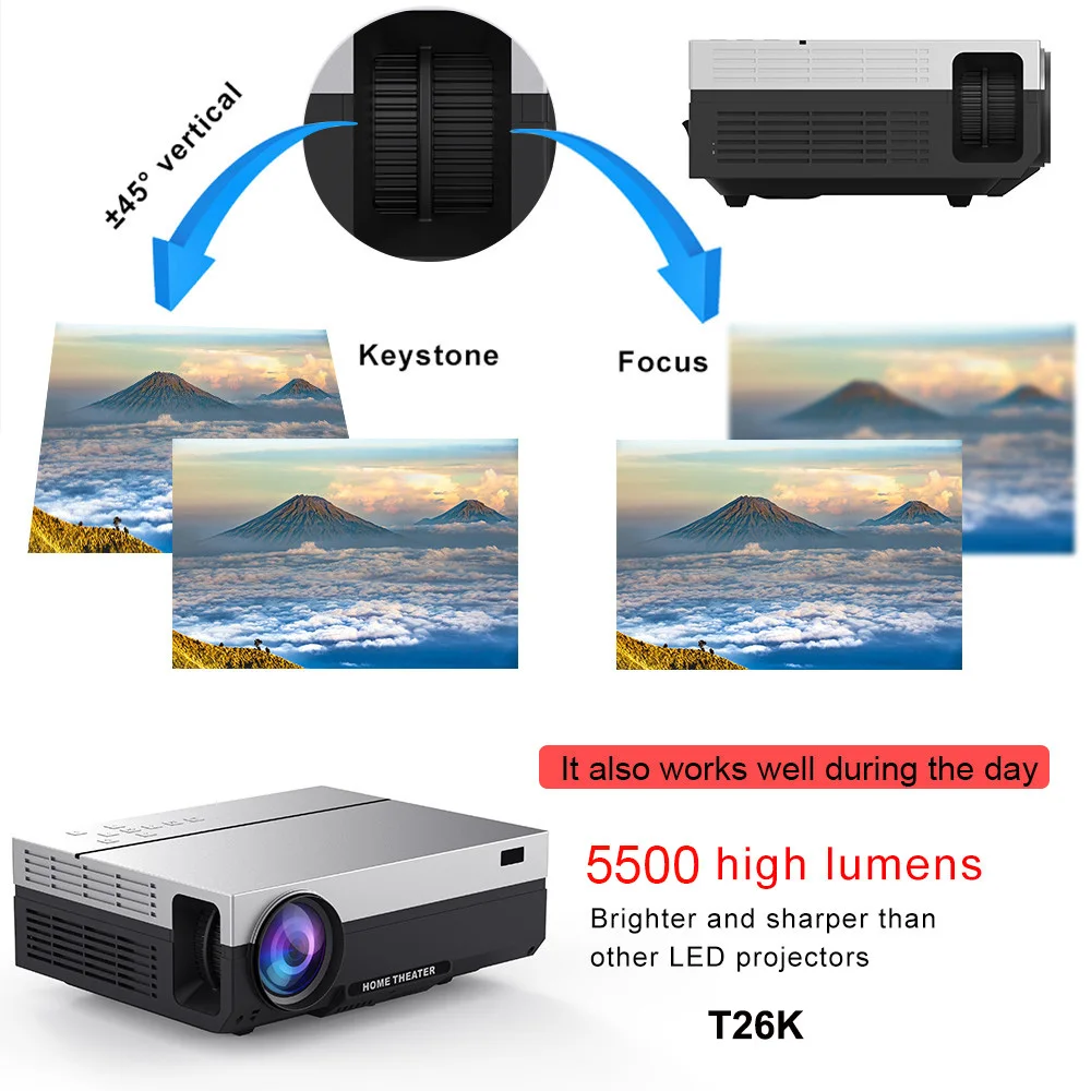 Переносной LED проектор Everycom T26L кинотеатр мультимедийный Full HD 1920x1080P 5500 лм HDMI (