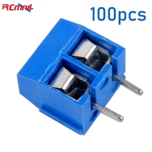 

RCmall 100Pcs KF301-2P Splicing 5.0mm Screw Type PCB Spacing Connector Terminal Blue